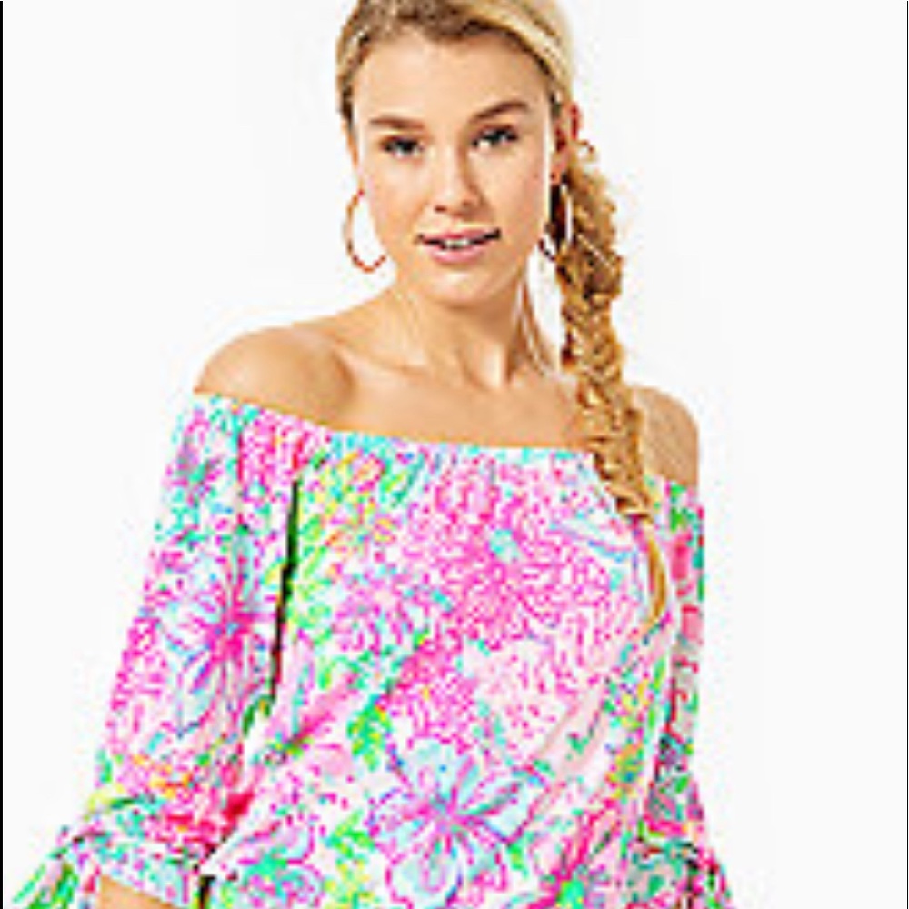 Lana Off - the - shoulder skort Romper.
